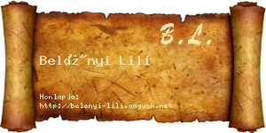 Belényi Lili névjegykártya